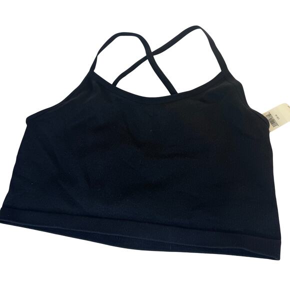 OFFLINE by Aerie Seamless Longline Sports Bra Strappy Back Black Medium NWT - Picture 2 of 8